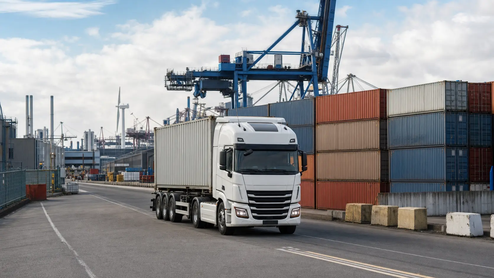 Container-LKW in einem Hamburger Hafengebiet